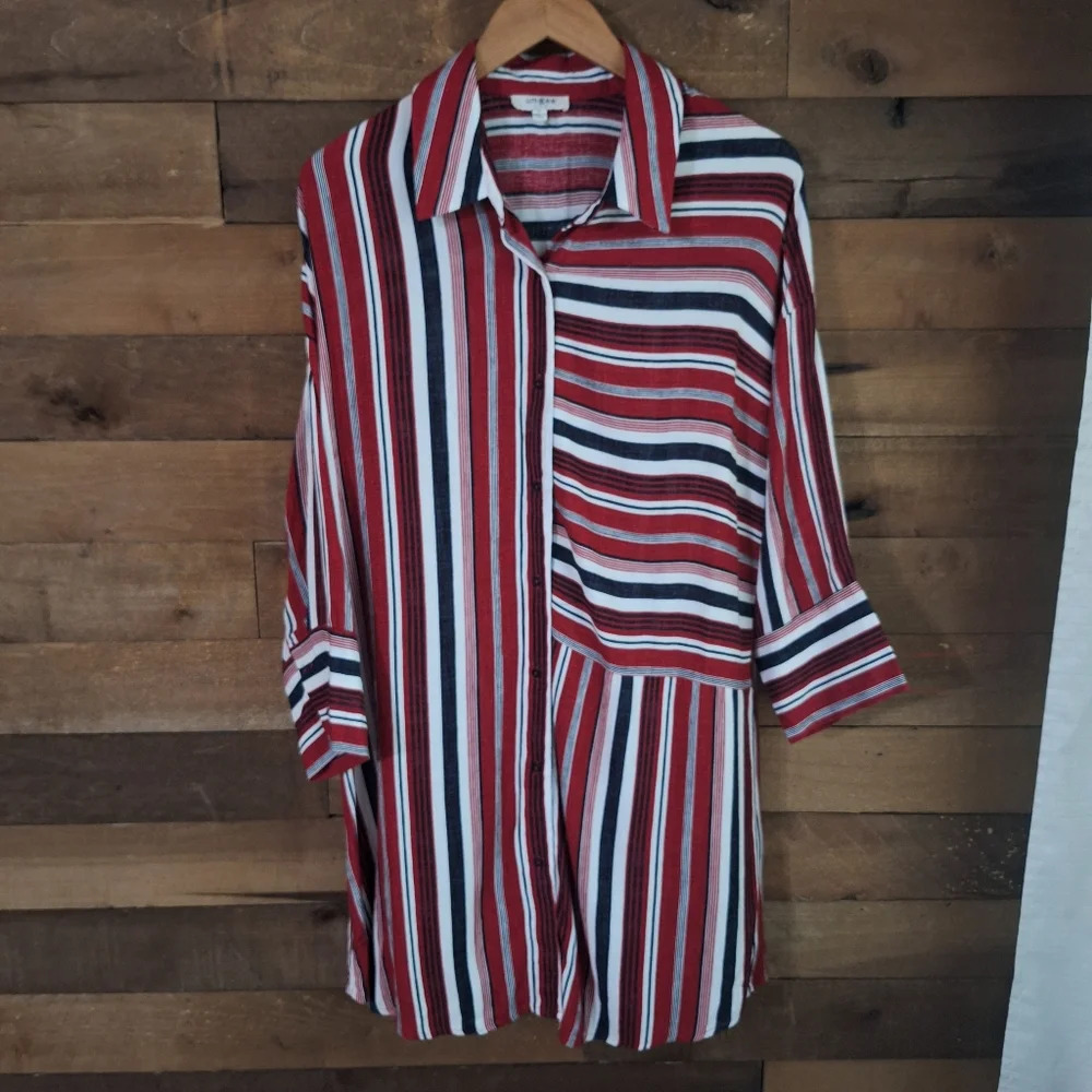 Umgee Red White and Black Striped Tunic